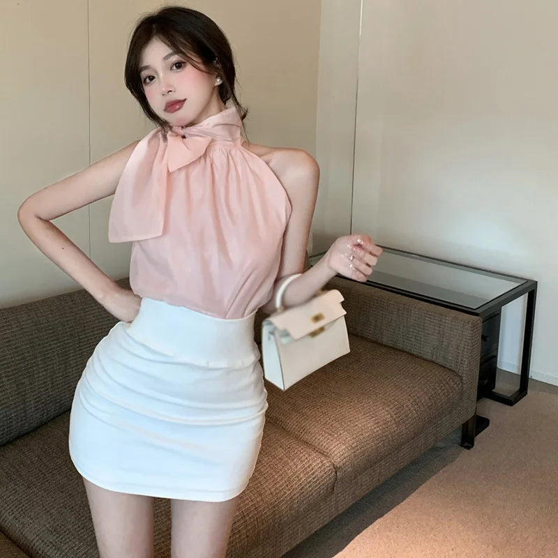 Women's Sexy Hip Wrap Short Skirt High Waist Elastic Slim Fit Solid Color Half length Skirt